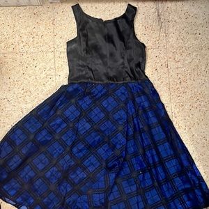 Black and blue a line dress handmade